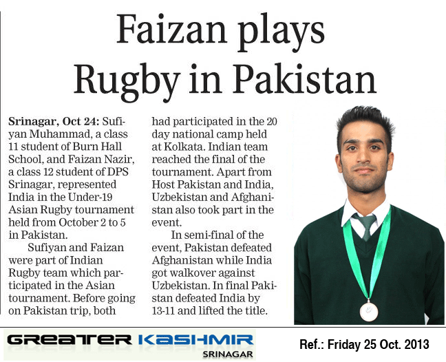 Faizan plays Rugby in Pakistan