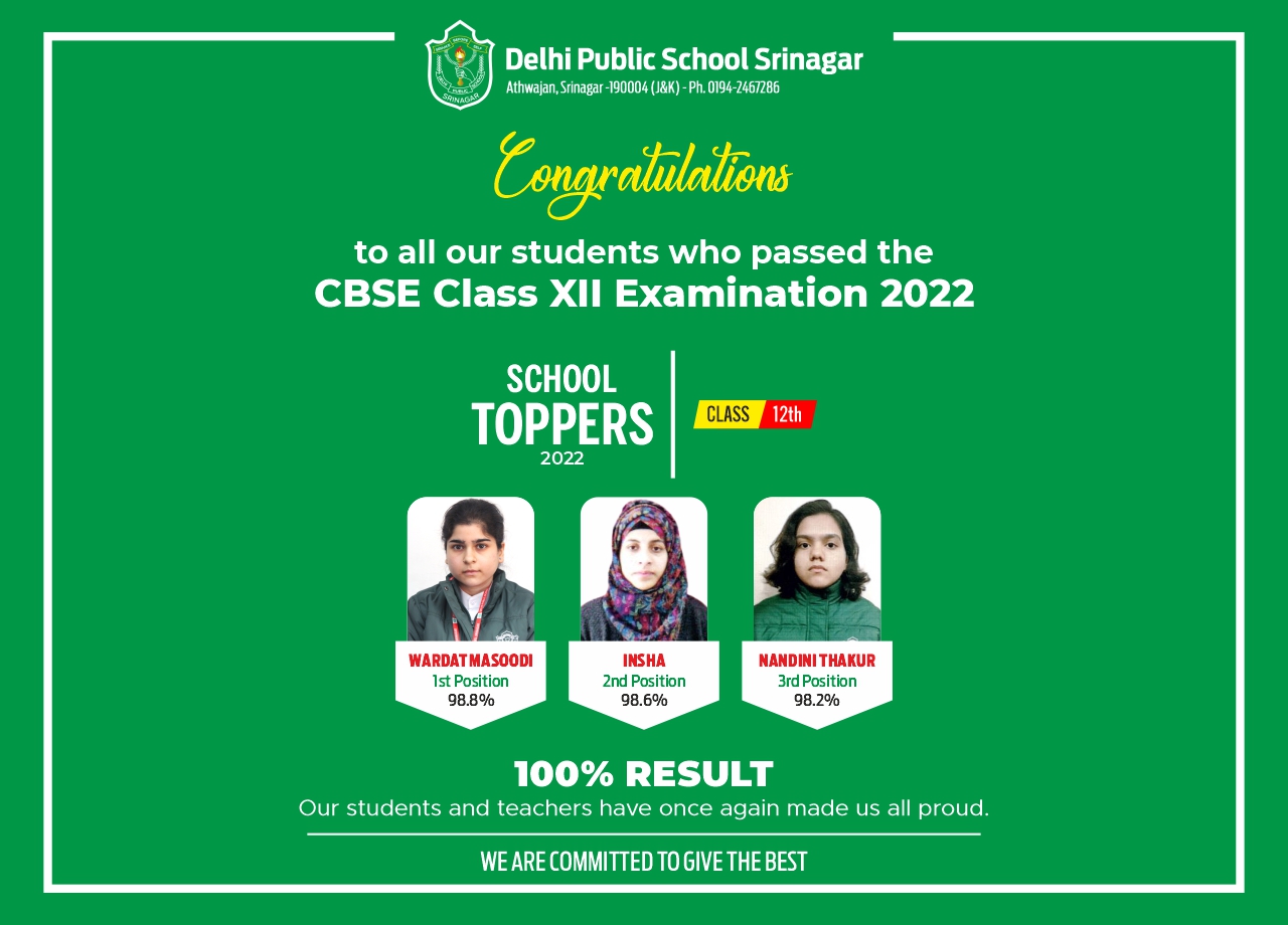 DPS Srinagar students shine in CBSE Class 10th and 12th exams