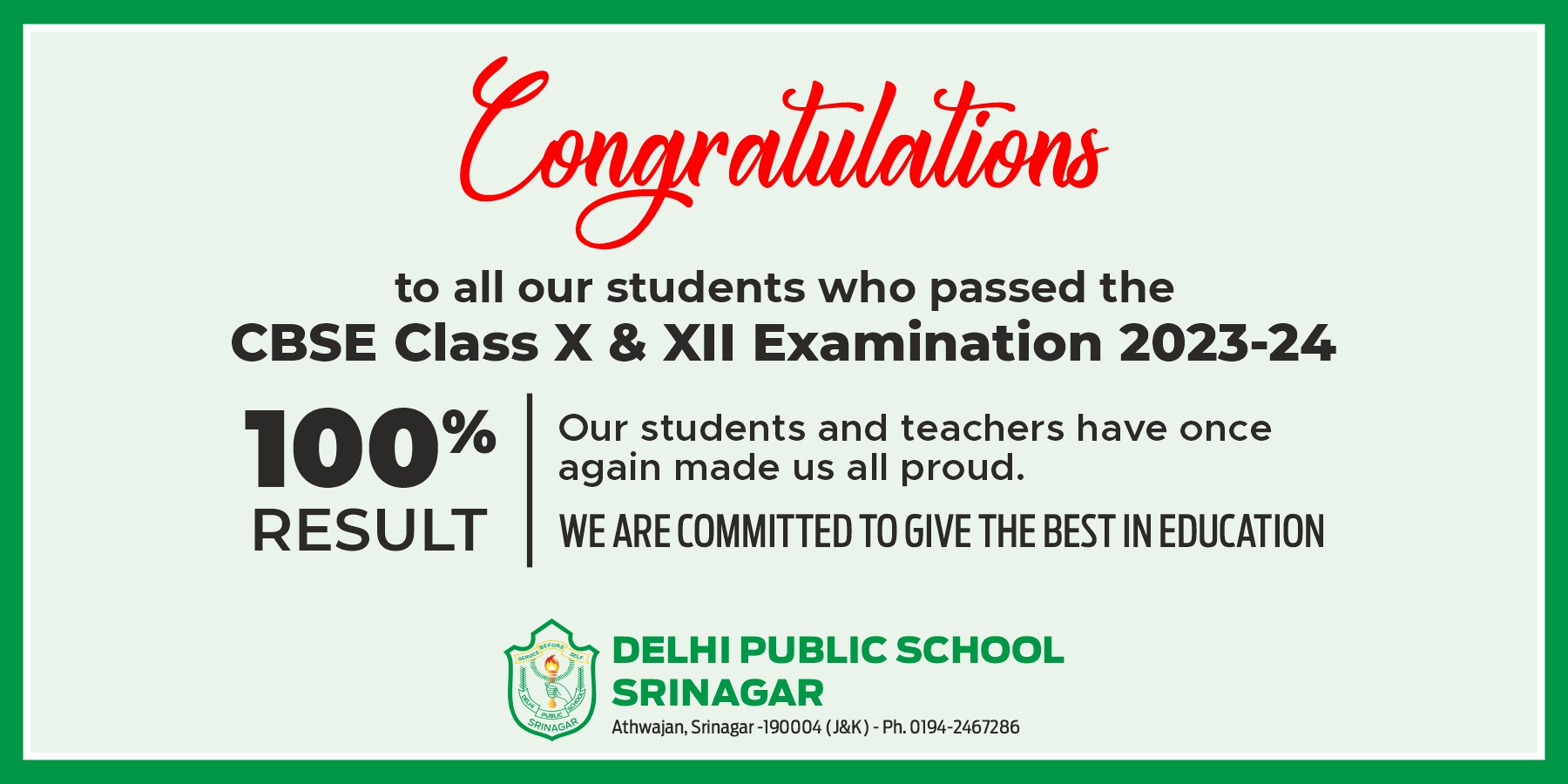 School secured 100% result in Class X and XII CBSE board results